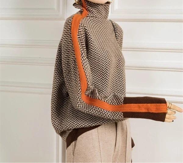 Carol | Herringbone Knit Turtleneck Jumper