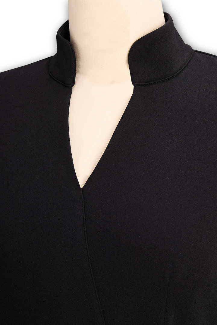 CATHERINE | REFINED BLACK BELTED DRESS