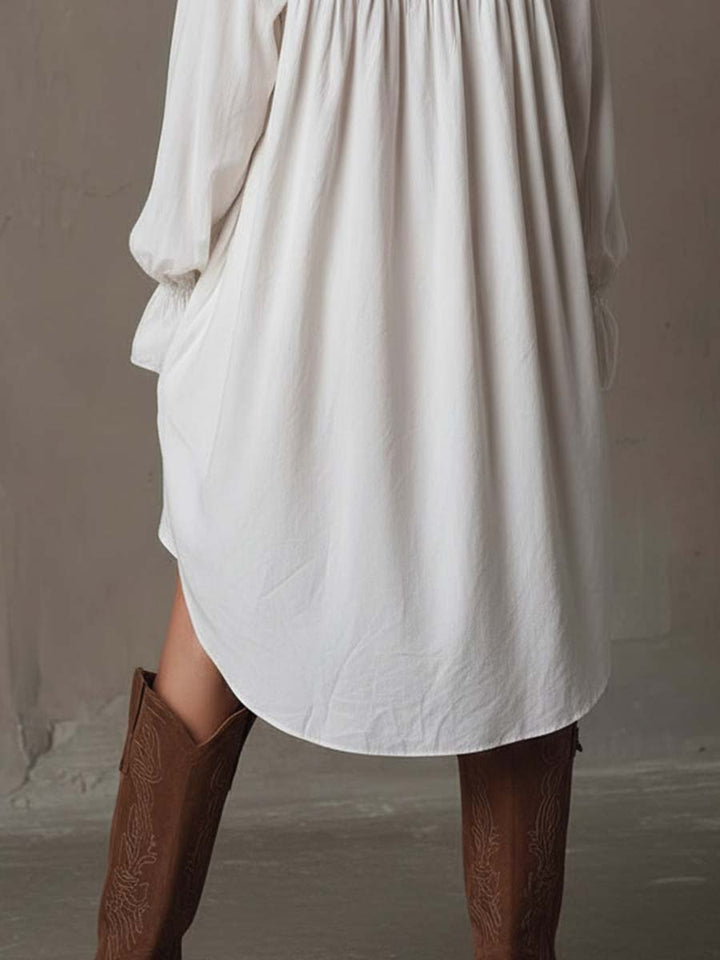 Georgia - Retro-style Lace Irregular Hem Long-sleeved Mini Dress