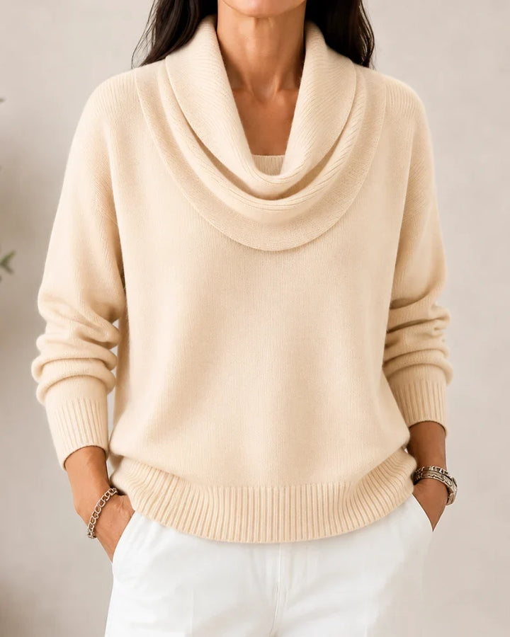 Lorraine | Draped Cowl-Neck Knit Jumper