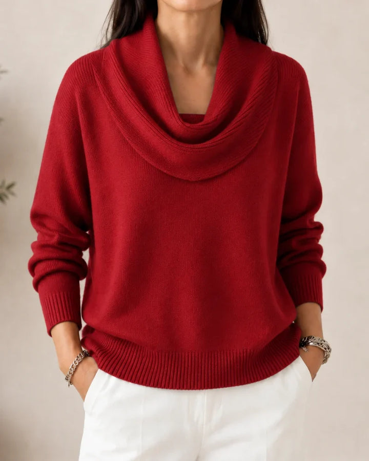 Lorraine | Draped Cowl-Neck Knit Jumper