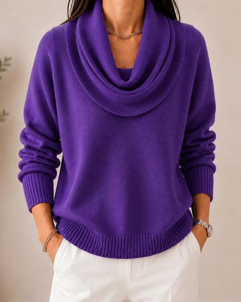 Lorraine | Draped Cowl-Neck Knit Jumper