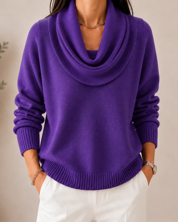 Lorraine | Draped Cowl-Neck Knit Jumper