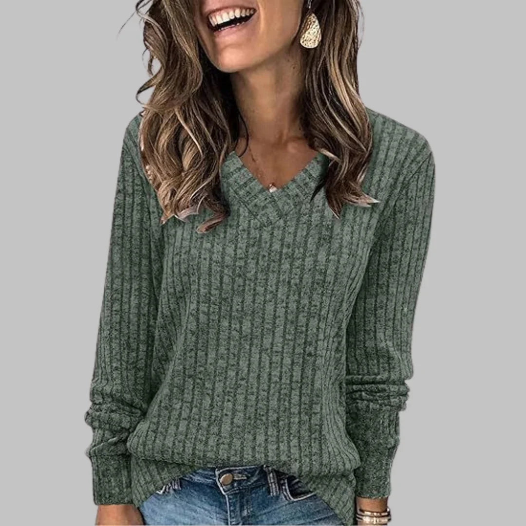 Barbara | Everyday Ribbed V-Neck Top