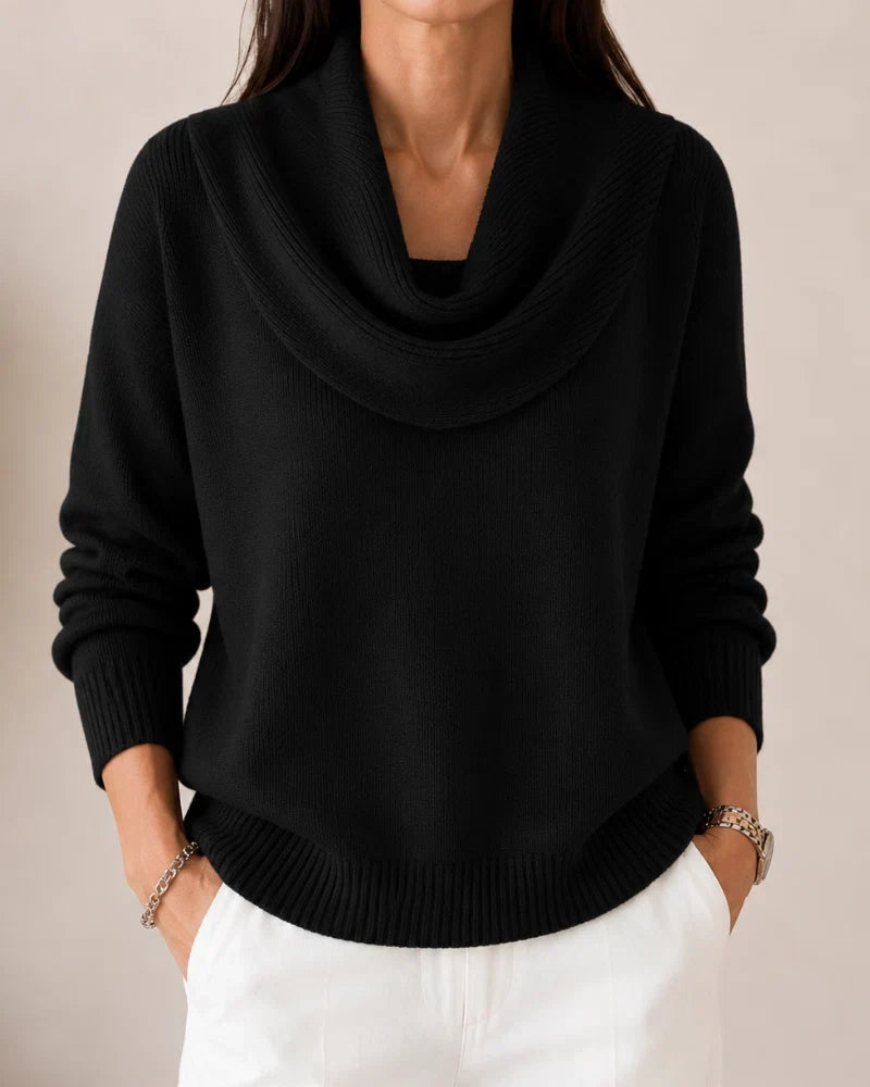 Lorraine | Draped Cowl-Neck Knit Jumper
