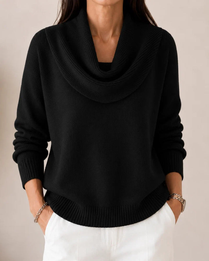 Lorraine | Draped Cowl-Neck Knit Jumper