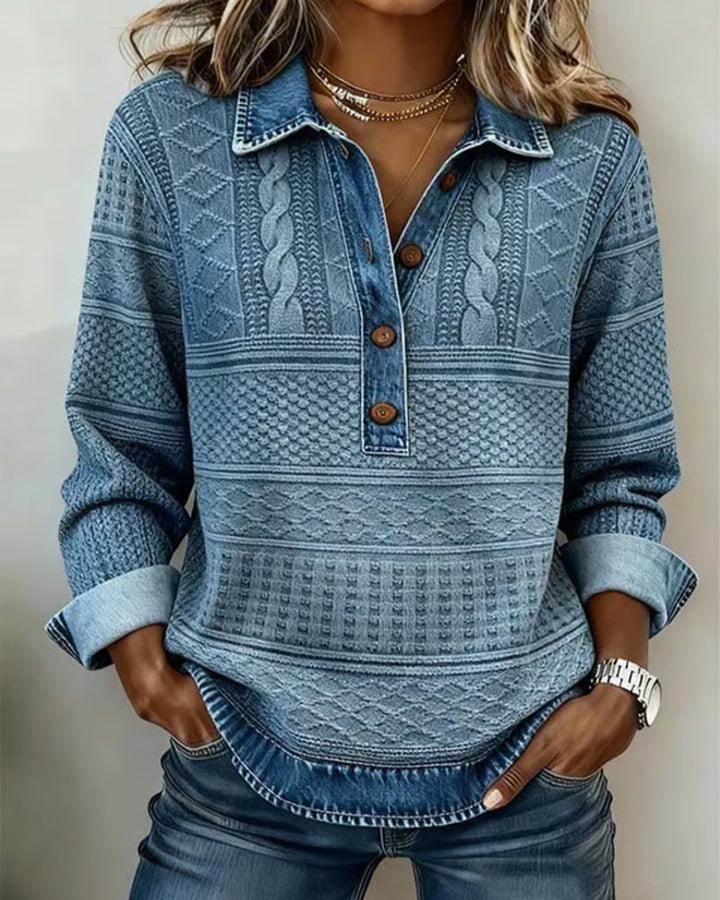 Sharon | Trendy Sweatshirt with Half Button and Collar