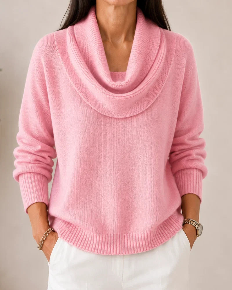 Lorraine | Draped Cowl-Neck Knit Jumper