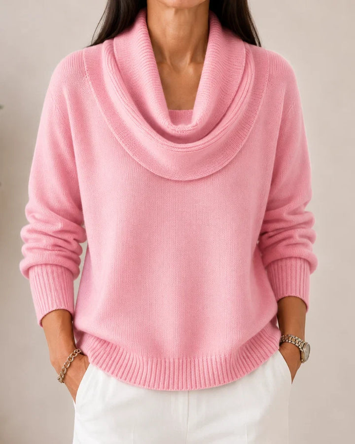 Lorraine | Draped Cowl-Neck Knit Jumper
