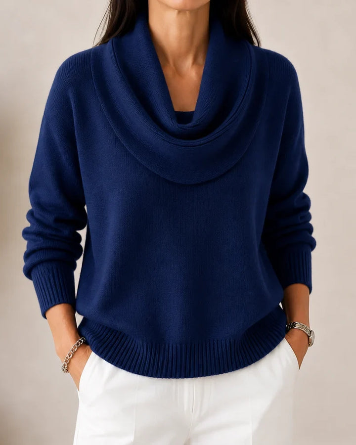 Lorraine | Draped Cowl-Neck Knit Jumper