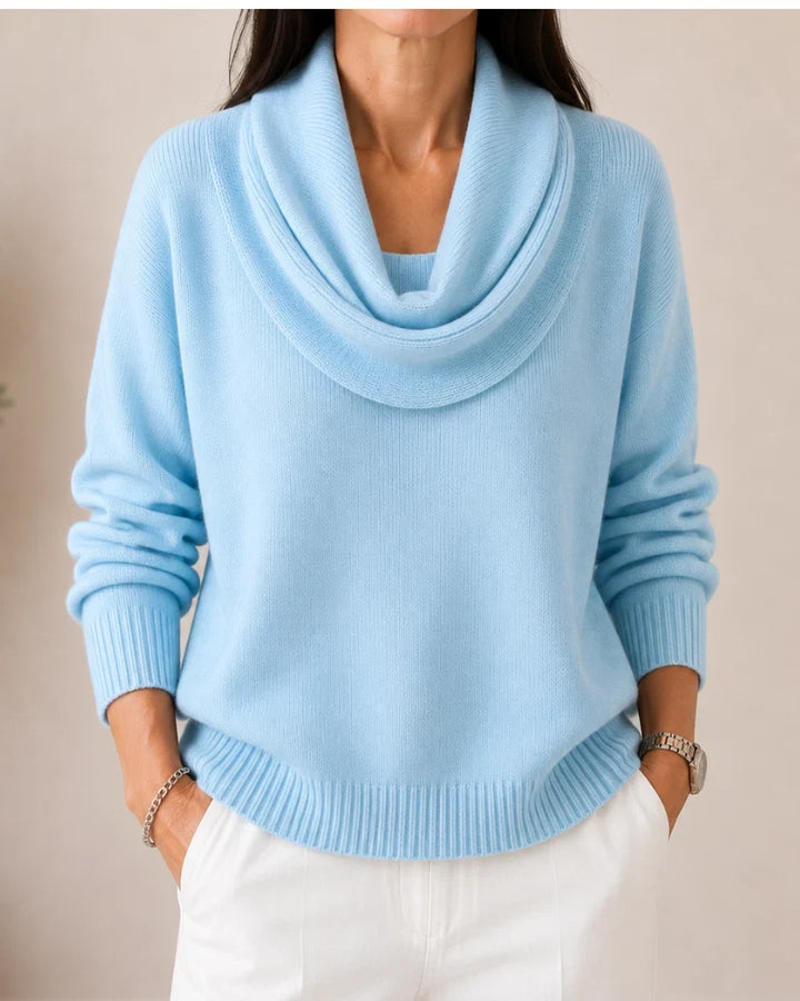 Lorraine | Draped Cowl-Neck Knit Jumper