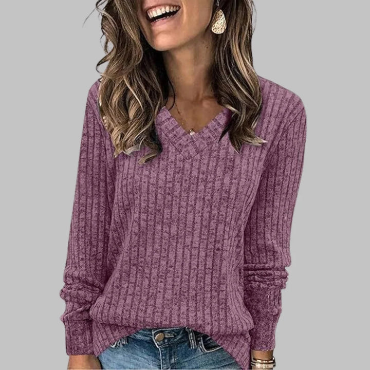 Barbara | Everyday Ribbed V-Neck Top