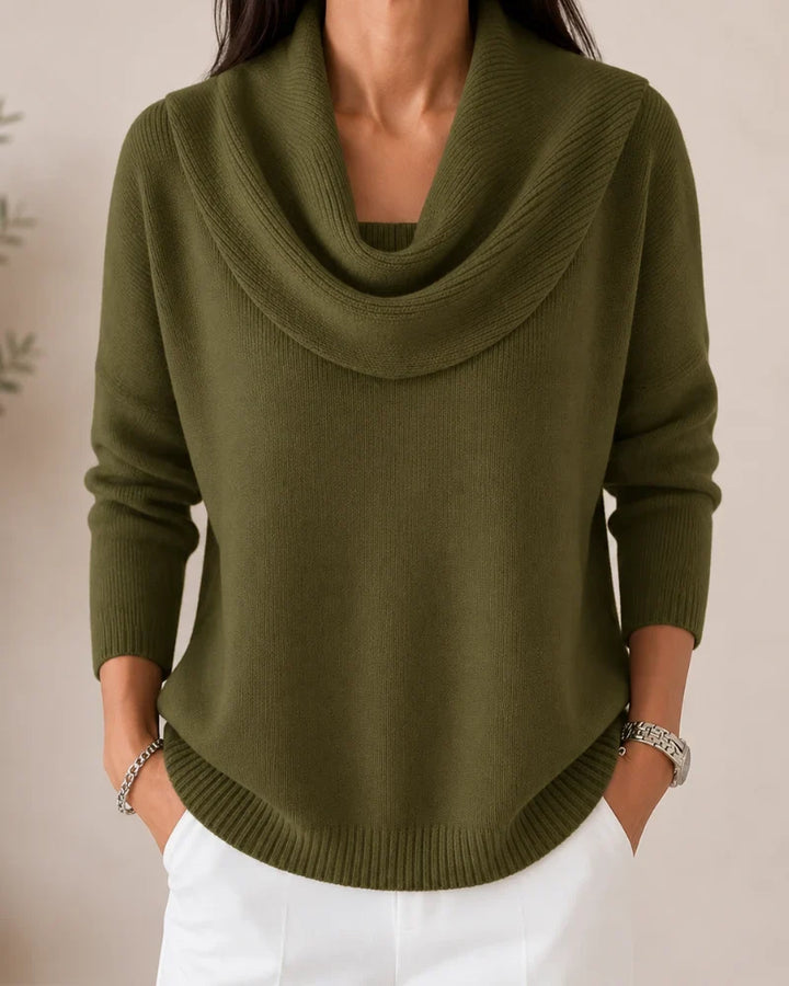 Lorraine | Draped Cowl-Neck Knit Jumper