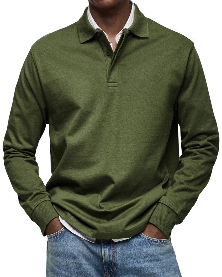 Randy | Long-Sleeve Cotton Polo Shirt