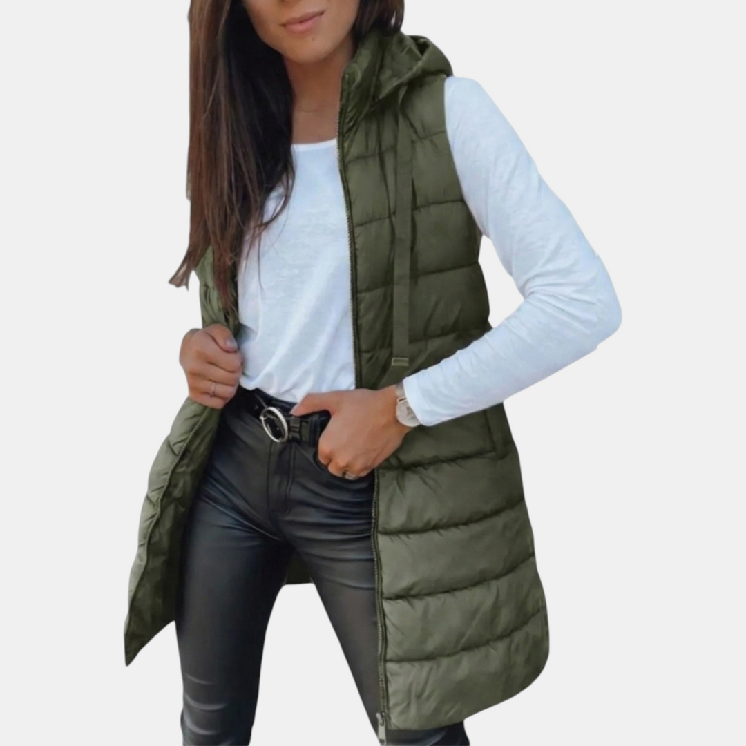 Denise | Longline Hooded Puffer Vest