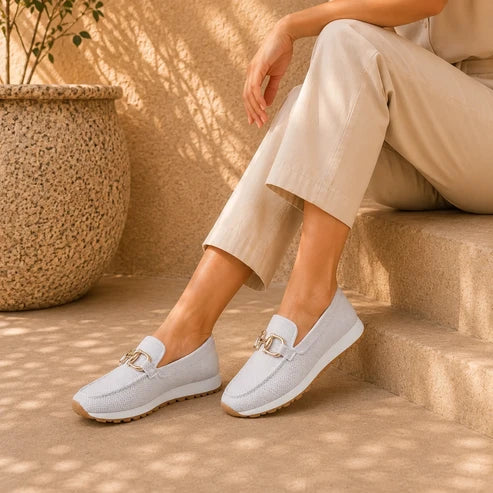 Wendy | Chain-Trim Knit Loafers