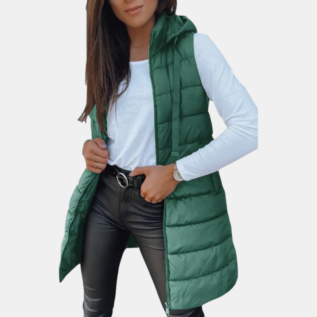 Denise | Longline Hooded Puffer Vest