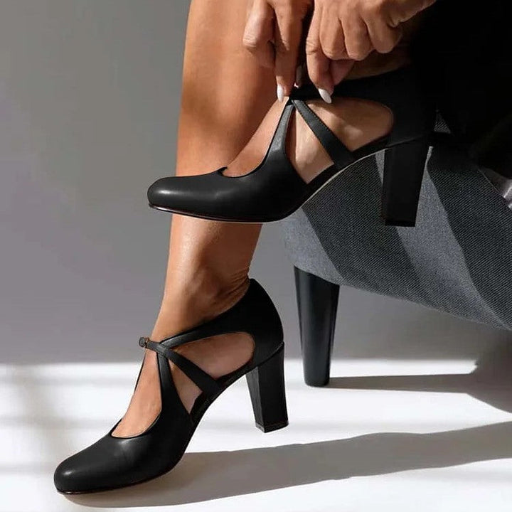Camille - Elegant Leather Comfort Heels