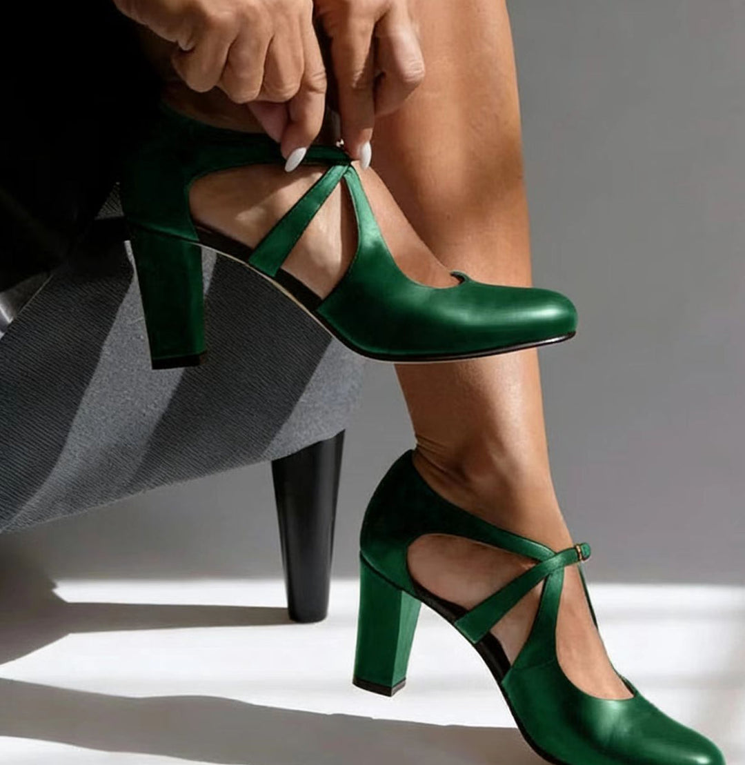 Camille - Elegant Leather Comfort Heels