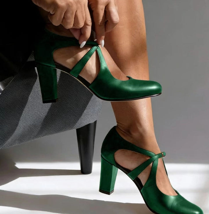 Camille - Elegant Leather Comfort Heels