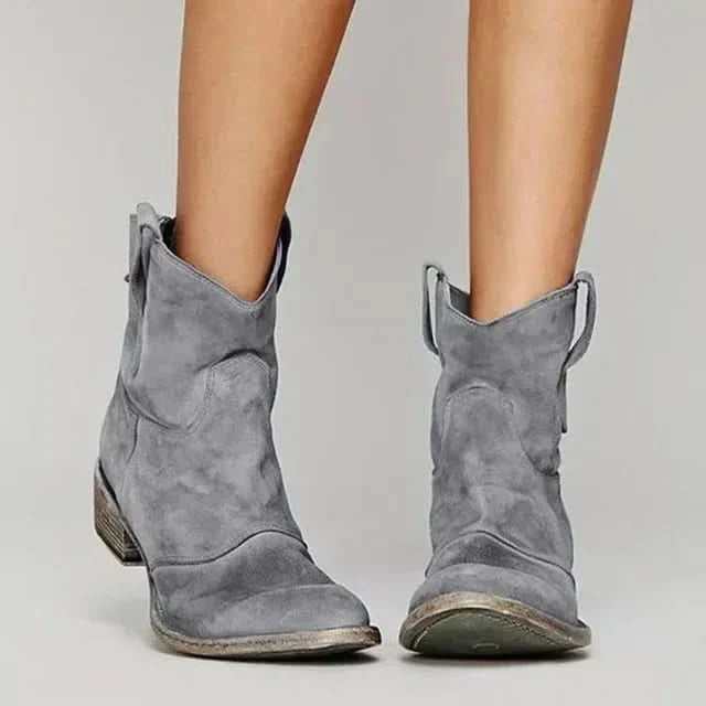 Gail | Suede Western-Style Ankle Boots