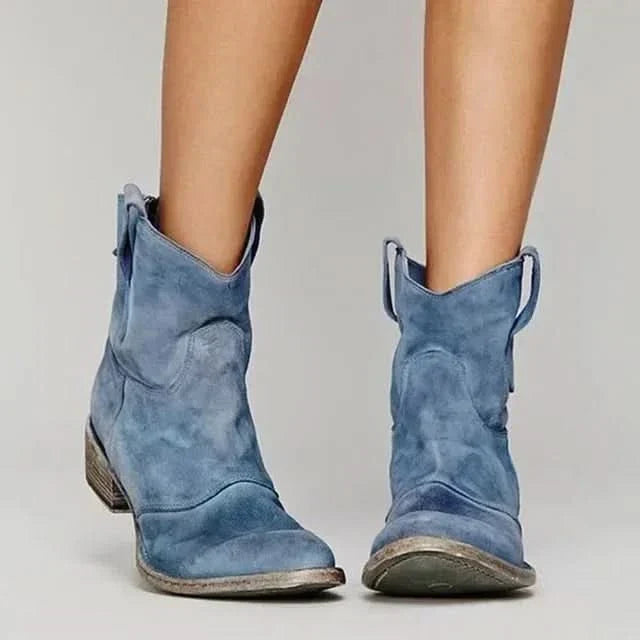 Gail | Suede Western-Style Ankle Boots