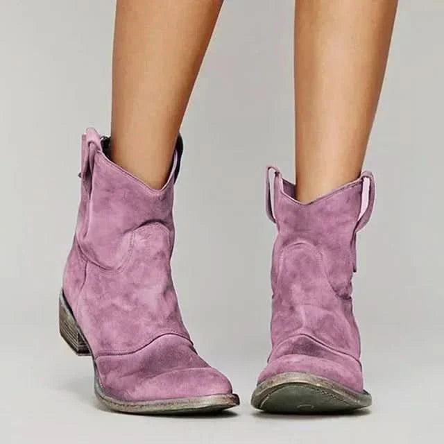 Gail | Suede Western-Style Ankle Boots