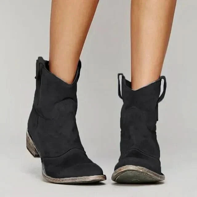 Gail | Suede Western-Style Ankle Boots