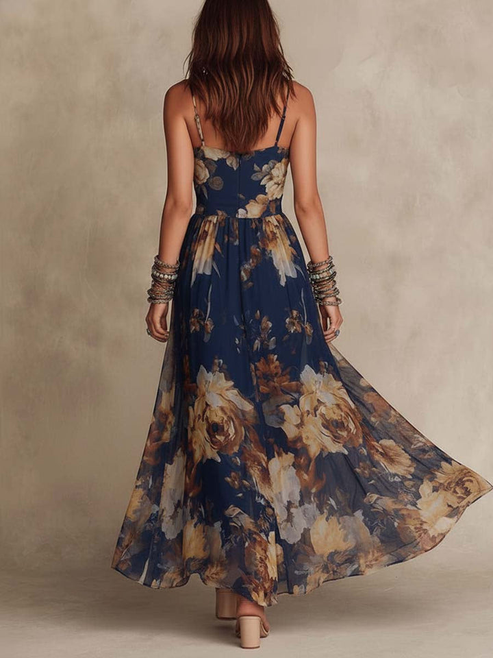 Diane | Navy Blue Floral Maxi Dress