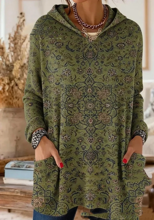 Linda | Retro Print Hooded Tunic