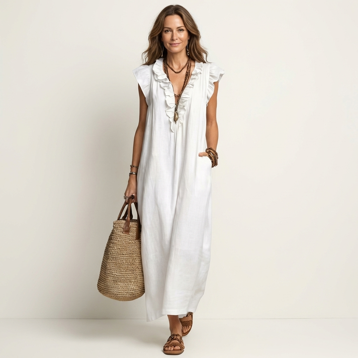 Donna | Ruffle V-Neck Maxi Dress