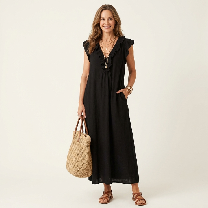 Donna | Ruffle V-Neck Maxi Dress