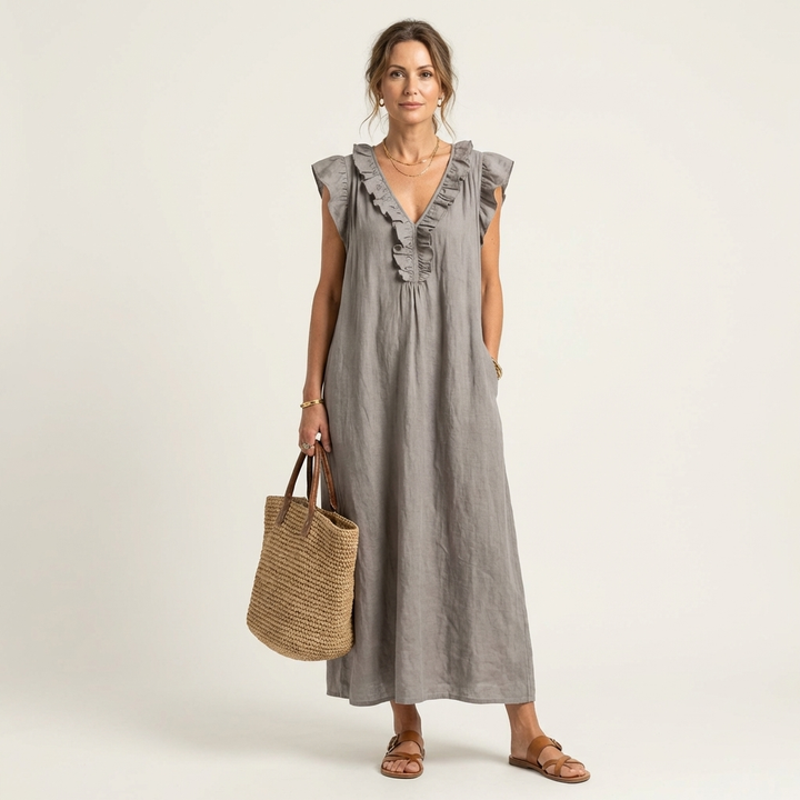 Donna | Ruffle V-Neck Maxi Dress