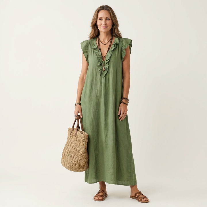 Donna | Ruffle V-Neck Maxi Dress