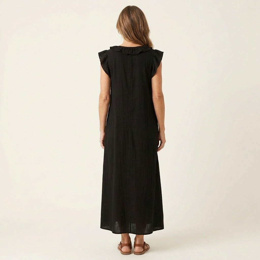Donna | Ruffle V-Neck Maxi Dress