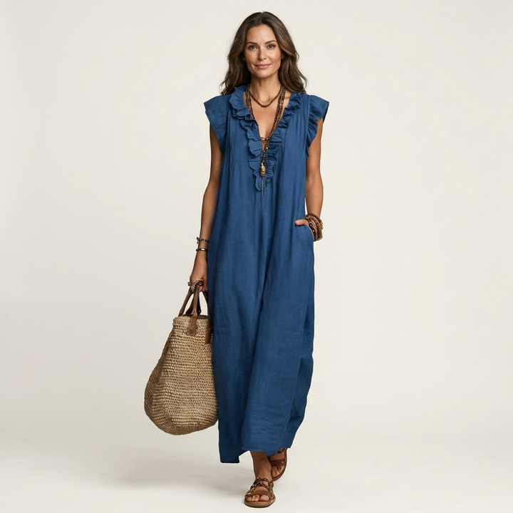 Donna | Ruffle V-Neck Maxi Dress