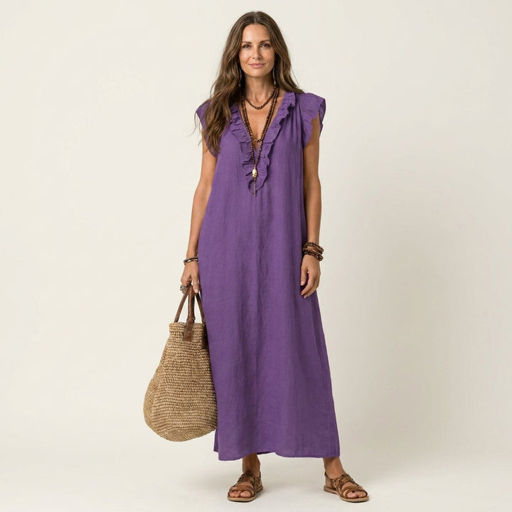 Donna | Ruffle V-Neck Maxi Dress