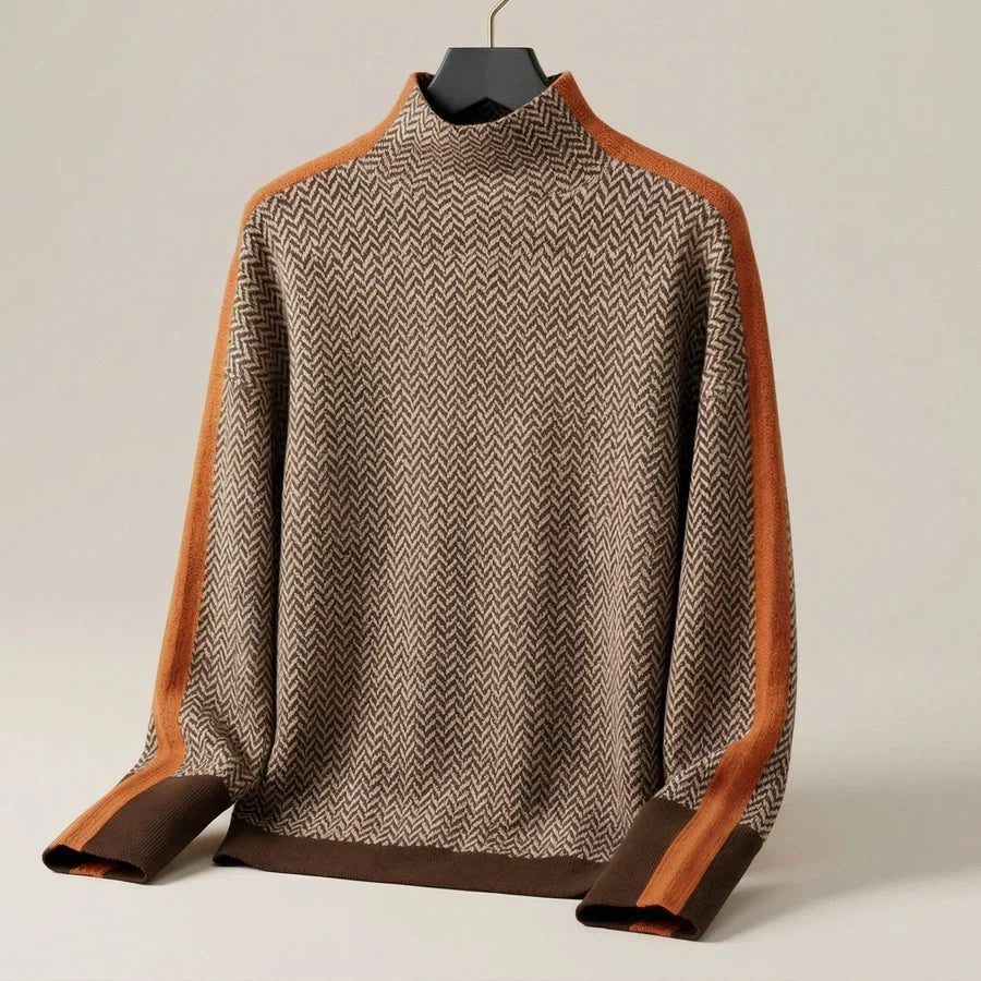 Carol | Herringbone Knit Turtleneck Jumper