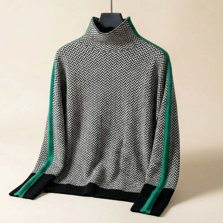 Carol | Herringbone Knit Turtleneck Jumper