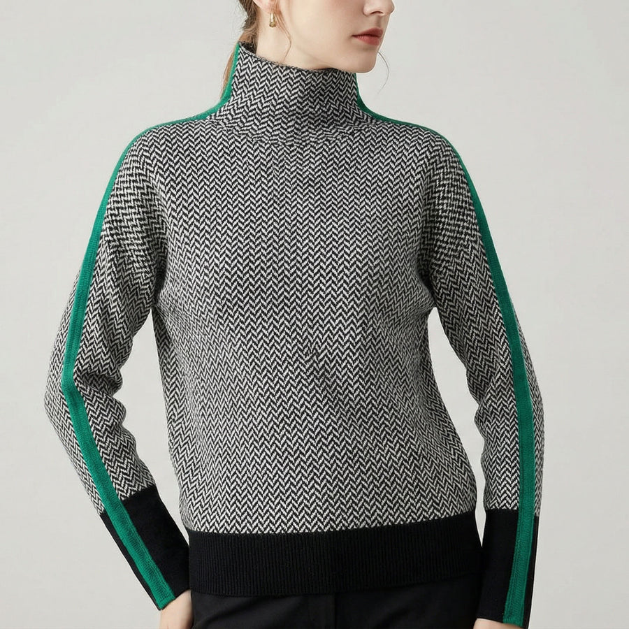 Carol | Herringbone Knit Turtleneck Jumper