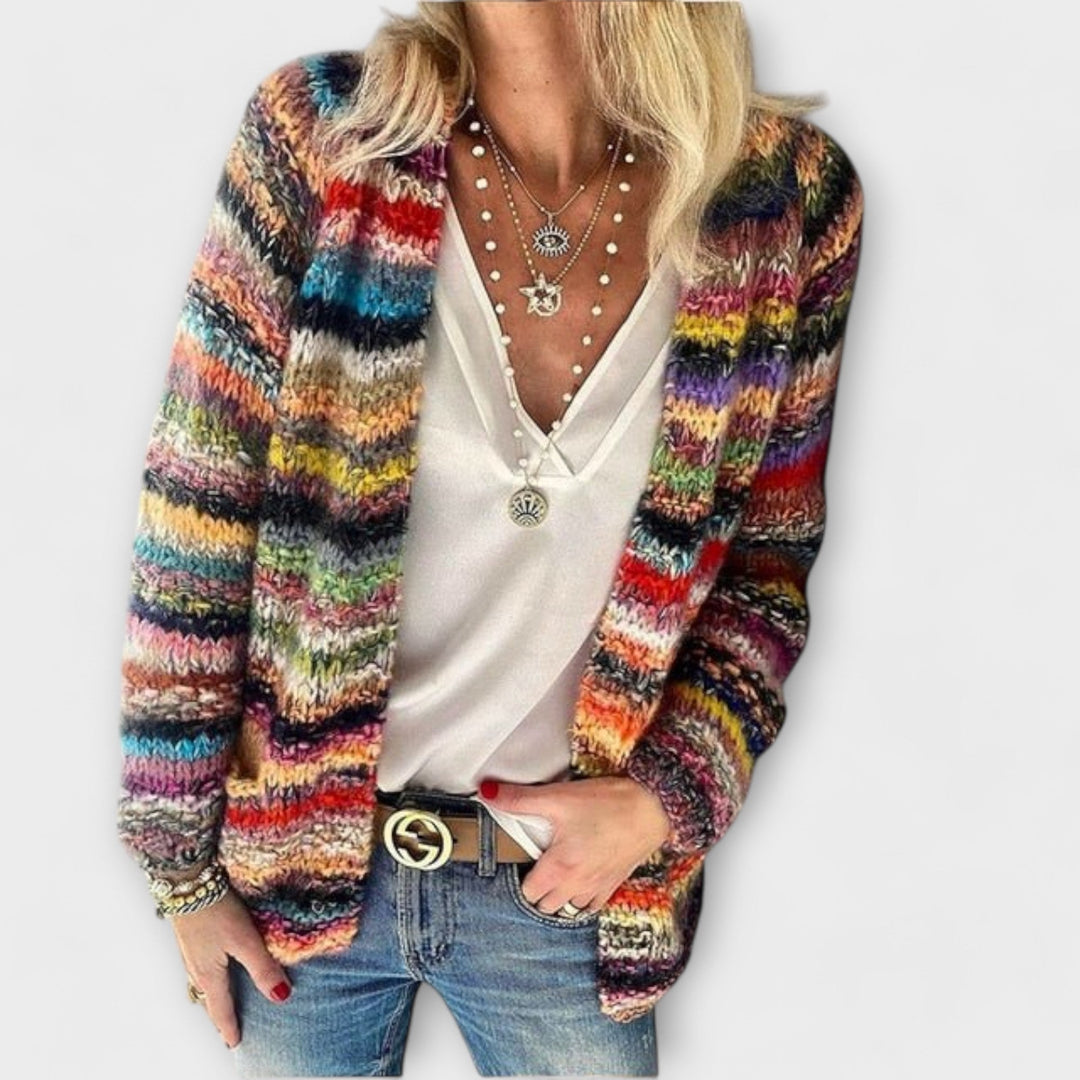 Barbara | Multicolor Open-Front Knit Cardigan