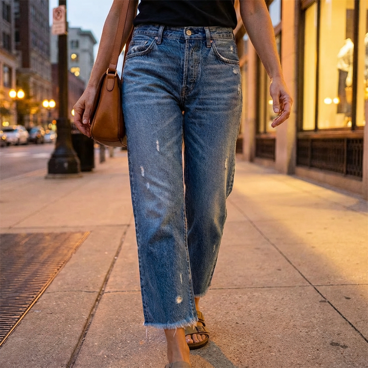 Janet | Retro Cropped Straight Jeans