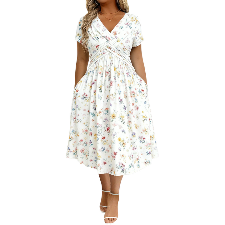 Maricar | Floral V-Neck Twist-Waist Dress