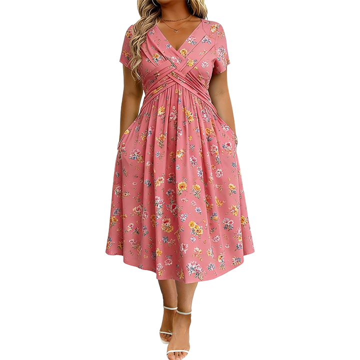Maricar | Floral V-Neck Twist-Waist Dress