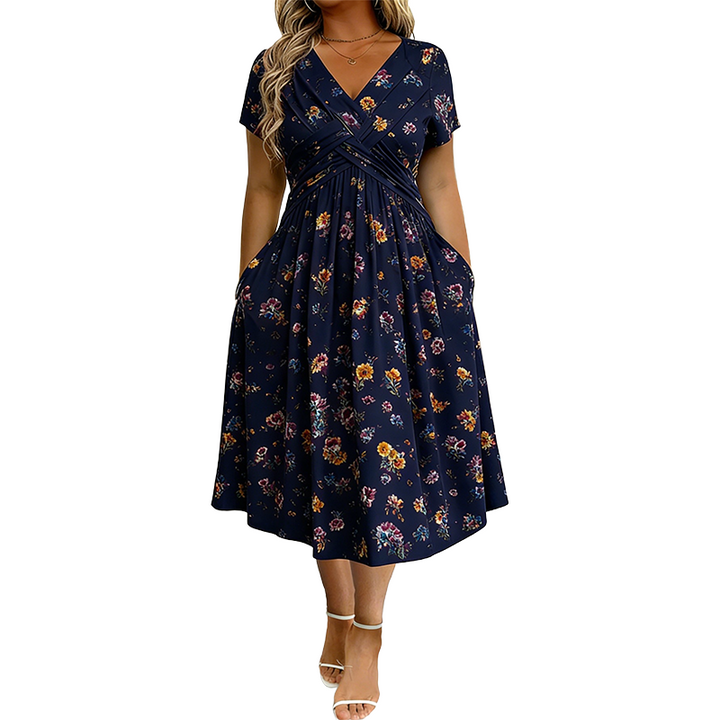 Maricar | Floral V-Neck Twist-Waist Dress