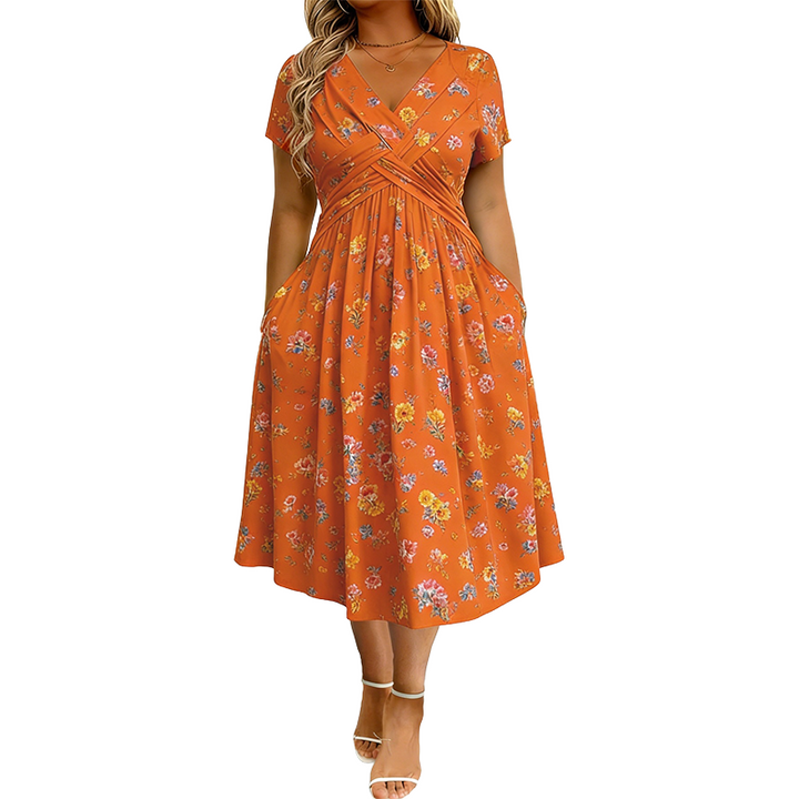 Maricar | Floral V-Neck Twist-Waist Dress